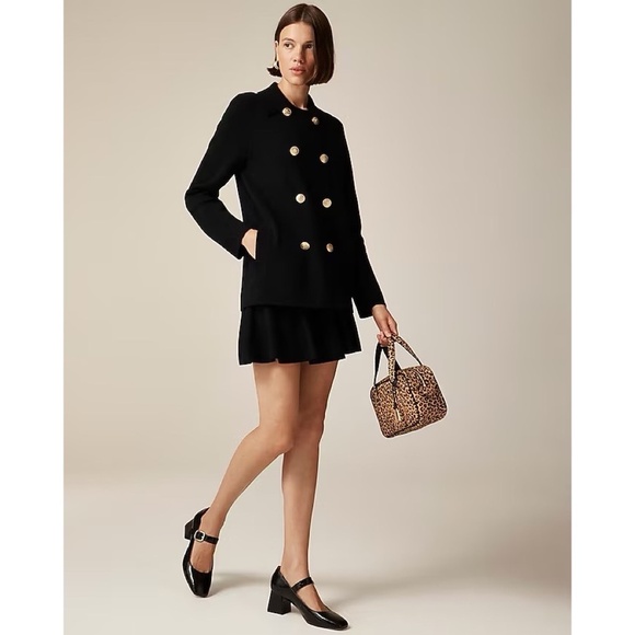 NWT! J. CREW Warwick Sweater Blazer Black Crested Buttons Double Breasted Medium - Picture 1 of 16